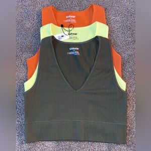Garage 3 Pack Tank Tops! Orange-Army Green-Neon Yellow